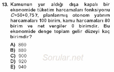 İktisada Giriş 2 2012 - 2013 Tek Ders Sınavı 13.Soru