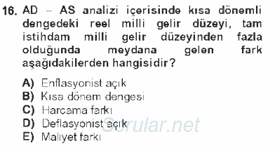 İktisada Giriş 2 2012 - 2013 Tek Ders Sınavı 16.Soru
