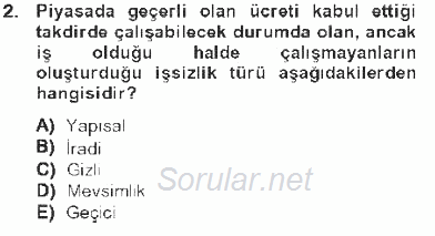 İktisada Giriş 2 2012 - 2013 Tek Ders Sınavı 2.Soru