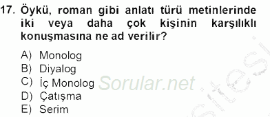 Yeni Türk Edebiyatına Giriş 2 2012 - 2013 Dönem Sonu Sınavı 17.Soru