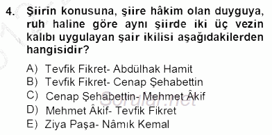 Yeni Türk Edebiyatına Giriş 2 2012 - 2013 Dönem Sonu Sınavı 4.Soru