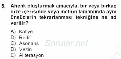 Yeni Türk Edebiyatına Giriş 2 2012 - 2013 Dönem Sonu Sınavı 5.Soru