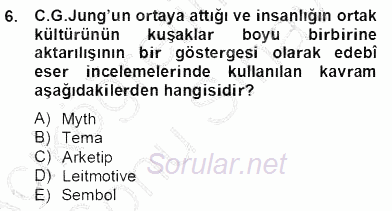 Yeni Türk Edebiyatına Giriş 2 2012 - 2013 Dönem Sonu Sınavı 6.Soru