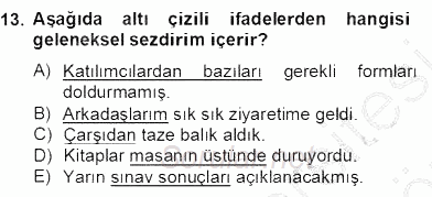 Genel Dilbilim 2 2012 - 2013 Dönem Sonu Sınavı 13.Soru
