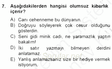 Genel Dilbilim 2 2012 - 2013 Dönem Sonu Sınavı 7.Soru