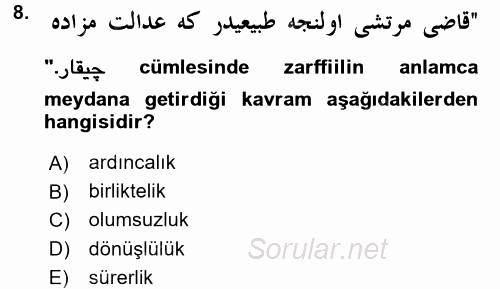 Osmanlı Türkçesine Giriş 2 2015 - 2016 Ara Sınavı 8.Soru