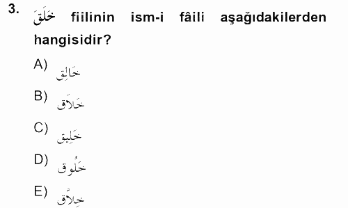 Arapça 2 2012 - 2013 Ara Sınavı 3.Soru