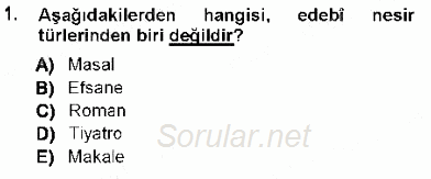 Cumhuriyet Dönemi Türk Nesri 2012 - 2013 Ara Sınavı 1.Soru