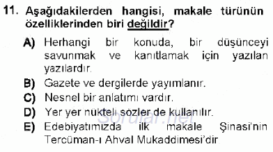 Cumhuriyet Dönemi Türk Nesri 2012 - 2013 Ara Sınavı 11.Soru