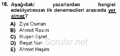 Cumhuriyet Dönemi Türk Nesri 2012 - 2013 Ara Sınavı 16.Soru