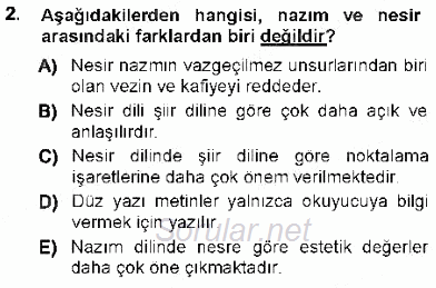 Cumhuriyet Dönemi Türk Nesri 2012 - 2013 Ara Sınavı 2.Soru