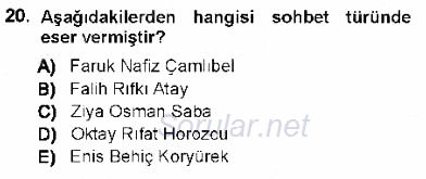 Cumhuriyet Dönemi Türk Nesri 2012 - 2013 Ara Sınavı 20.Soru