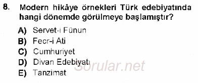 Cumhuriyet Dönemi Türk Nesri 2012 - 2013 Ara Sınavı 8.Soru