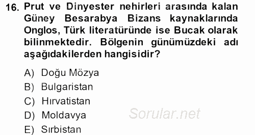 Bizans Tarihi 2013 - 2014 Ara Sınavı 16.Soru