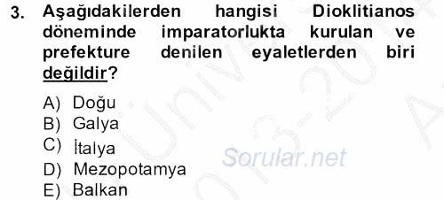 Bizans Tarihi 2013 - 2014 Ara Sınavı 3.Soru