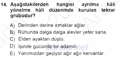 Türkçe Cümle Bilgisi 1 2014 - 2015 Ara Sınavı 14.Soru