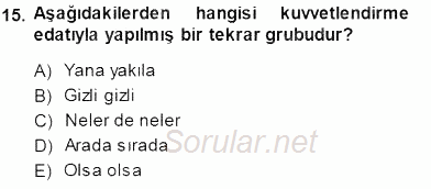 Türkçe Cümle Bilgisi 1 2014 - 2015 Ara Sınavı 15.Soru