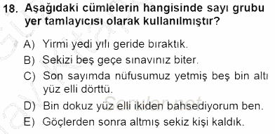 Türkçe Cümle Bilgisi 1 2014 - 2015 Ara Sınavı 18.Soru