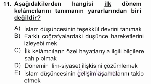 Kelam'A Giriş 2012 - 2013 Ara Sınavı 11.Soru