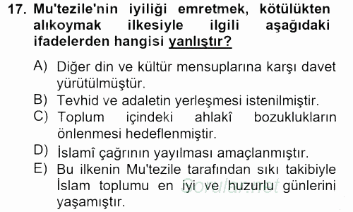 Kelam'A Giriş 2012 - 2013 Ara Sınavı 17.Soru