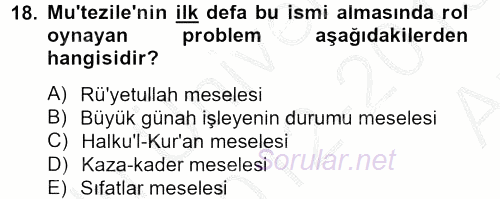 Kelam'A Giriş 2012 - 2013 Ara Sınavı 18.Soru