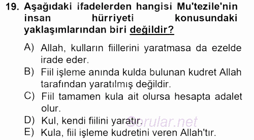 Kelam'A Giriş 2012 - 2013 Ara Sınavı 19.Soru
