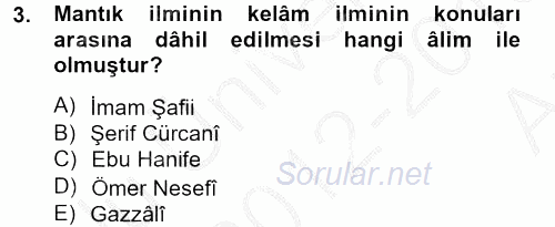 Kelam'A Giriş 2012 - 2013 Ara Sınavı 3.Soru