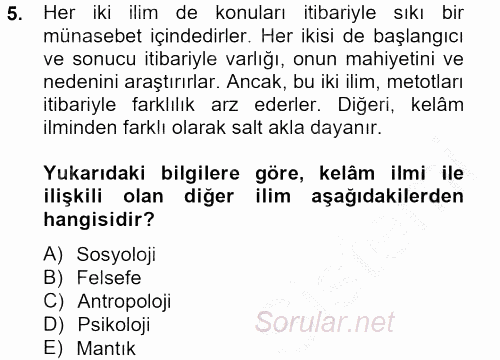Kelam'A Giriş 2012 - 2013 Ara Sınavı 5.Soru