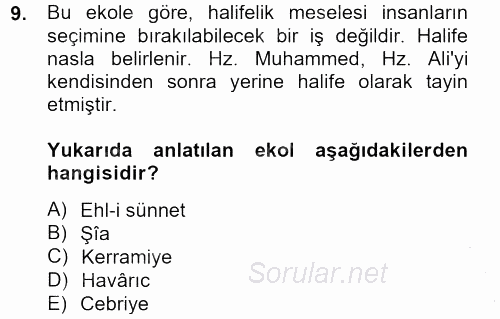 Kelam'A Giriş 2012 - 2013 Ara Sınavı 9.Soru