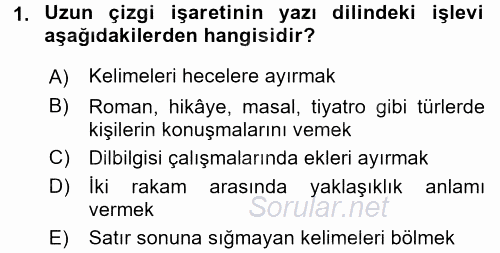 Türk Dili 2 2016 - 2017 Ara Sınavı 1.Soru