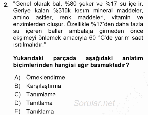 Türk Dili 2 2016 - 2017 Ara Sınavı 2.Soru