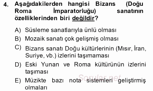 Kültür Tarihi 2014 - 2015 Dönem Sonu Sınavı 4.Soru