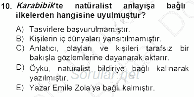 Tanzimat Dönemi Türk Edebiyatı 2 2012 - 2013 Dönem Sonu Sınavı 10.Soru