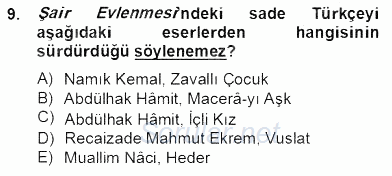 Tanzimat Dönemi Türk Edebiyatı 2 2012 - 2013 Dönem Sonu Sınavı 9.Soru