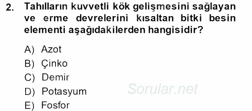 Tarla Bitkileri 1 2013 - 2014 Ara Sınavı 2.Soru