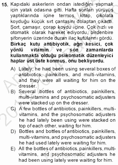 Çeviri (Türk/İng) 2013 - 2014 Dönem Sonu Sınavı 15.Soru