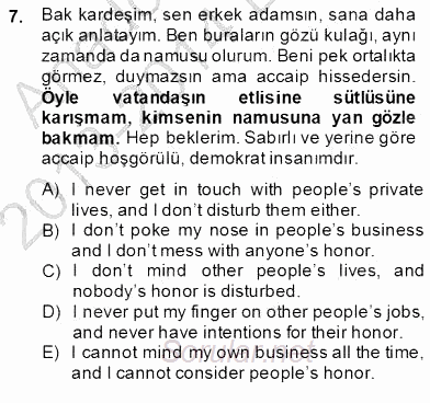 Çeviri (Türk/İng) 2013 - 2014 Dönem Sonu Sınavı 7.Soru