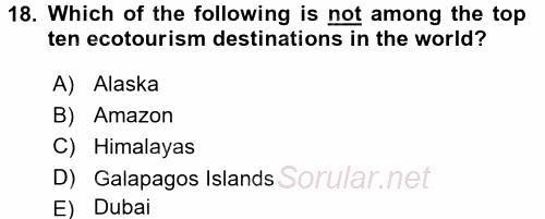 Turizm Için Ingilizce 2 2015 - 2016 Ara Sınavı 18.Soru