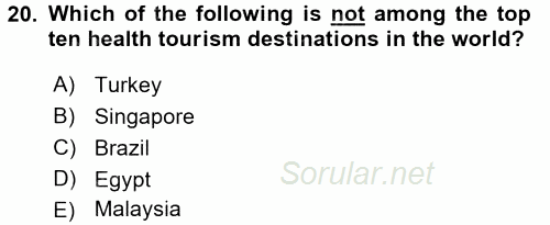 Turizm Için Ingilizce 2 2015 - 2016 Ara Sınavı 20.Soru
