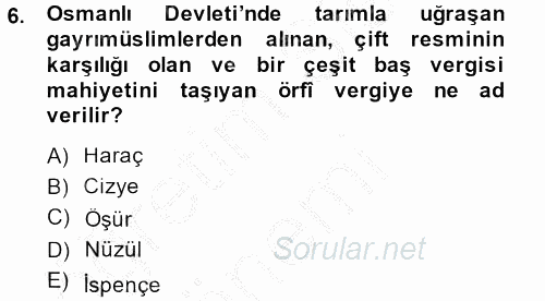 Osmanlı Türkçesi Metinleri 2 2013 - 2014 Ara Sınavı 6.Soru