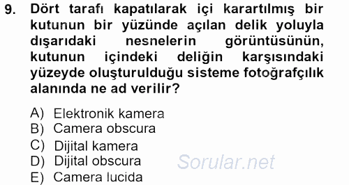 Görsel Estetik 2013 - 2014 Ara Sınavı 9.Soru