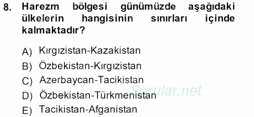 XI-XIII. Yüzyıllar Türk Dili 2013 - 2014 Dönem Sonu Sınavı 8.Soru