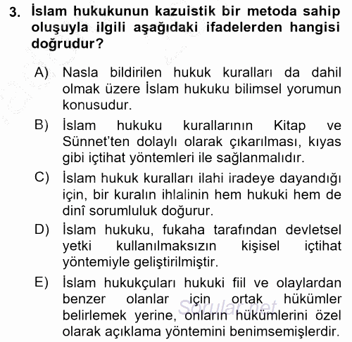 İslam Hukukuna Giriş 2016 - 2017 Ara Sınavı 3.Soru