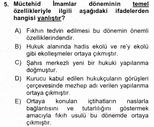 İslam Hukukuna Giriş 2016 - 2017 Ara Sınavı 5.Soru