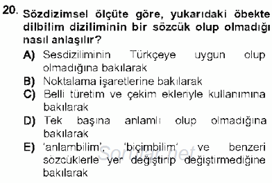 Genel Dilbilim 1 2012 - 2013 Ara Sınavı 20.Soru