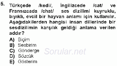 Genel Dilbilim 1 2012 - 2013 Ara Sınavı 5.Soru