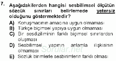 Genel Dilbilim 1 2012 - 2013 Ara Sınavı 7.Soru