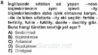Genel Dilbilim 1 2012 - 2013 Ara Sınavı 8.Soru
