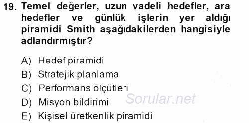 Yönetici Asistanlığı 2014 - 2015 Dönem Sonu Sınavı 19.Soru