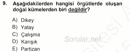 Yönetici Asistanlığı 2014 - 2015 Dönem Sonu Sınavı 9.Soru